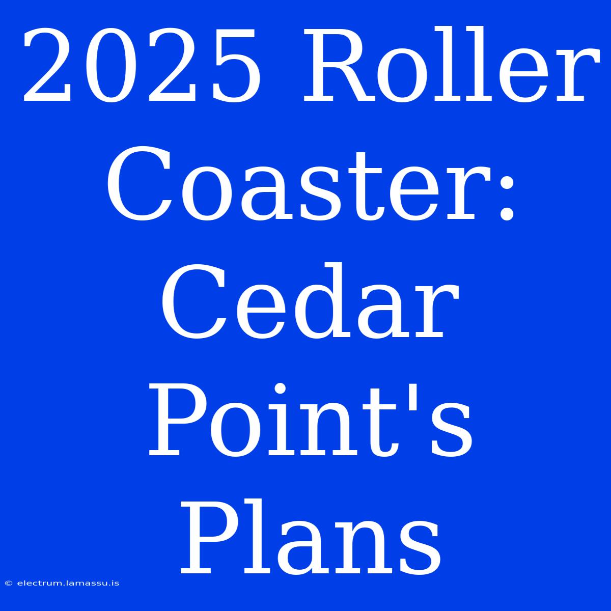 2025 Roller Coaster: Cedar Point's Plans