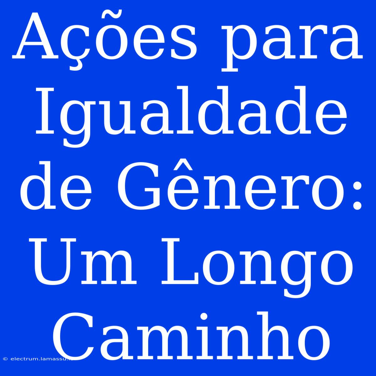 Ações Para Igualdade De Gênero: Um Longo Caminho