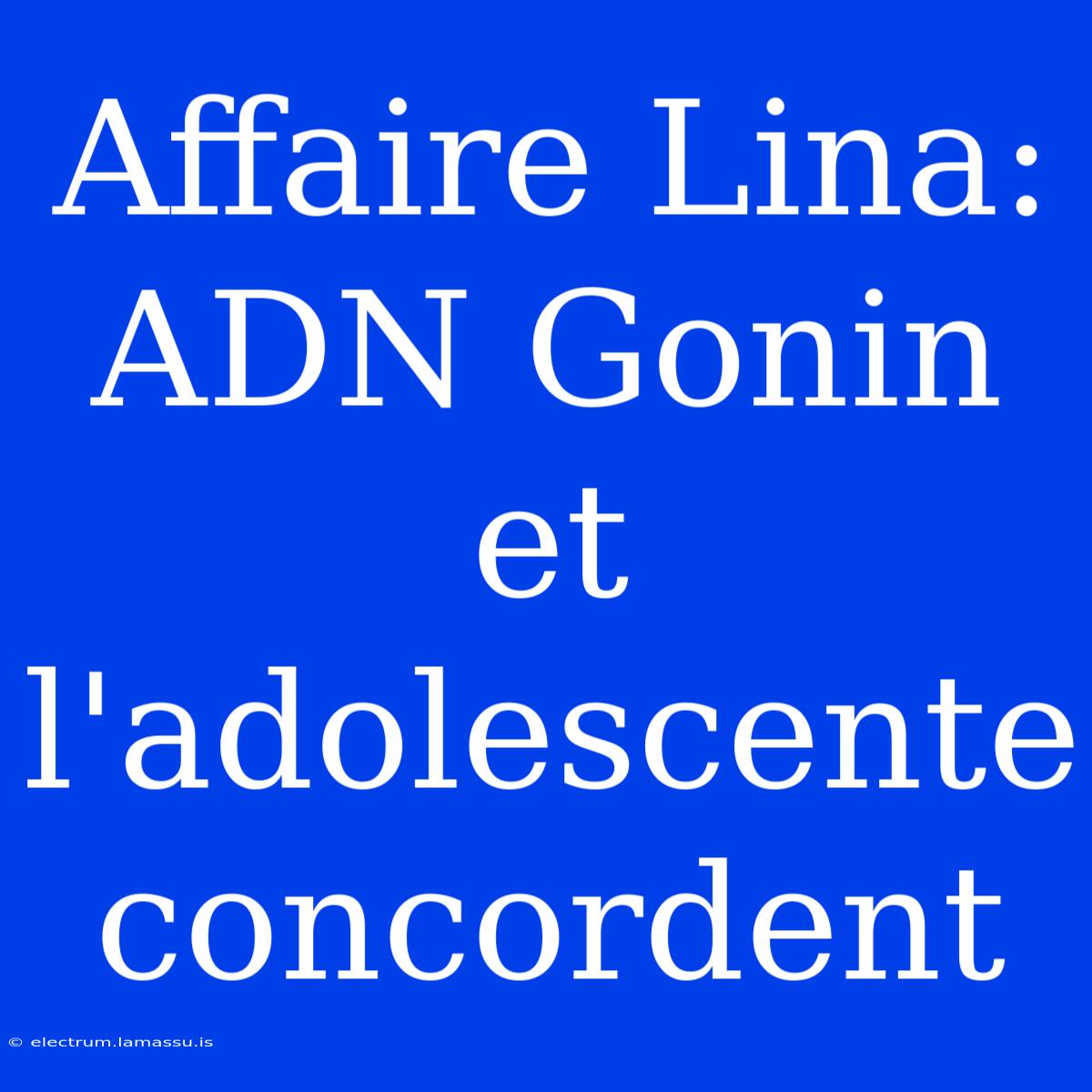 Affaire Lina: ADN Gonin Et L'adolescente Concordent