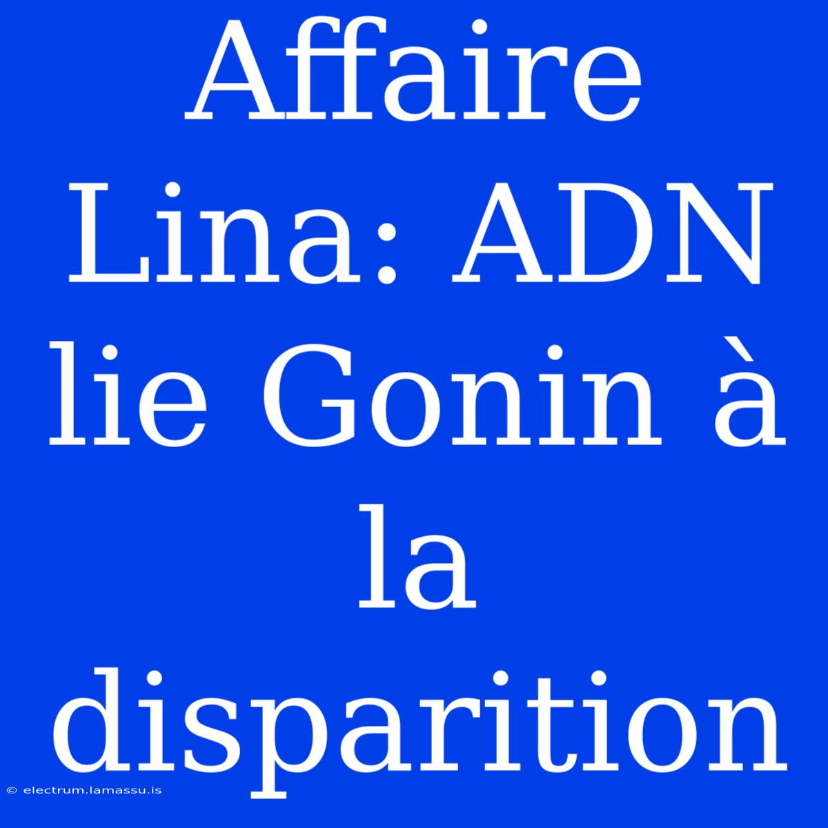 Affaire Lina: ADN Lie Gonin À La Disparition