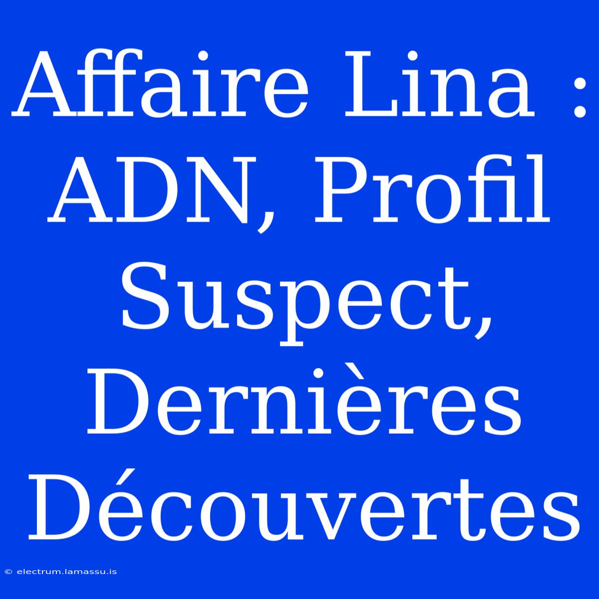 Affaire Lina : ADN, Profil Suspect, Dernières Découvertes