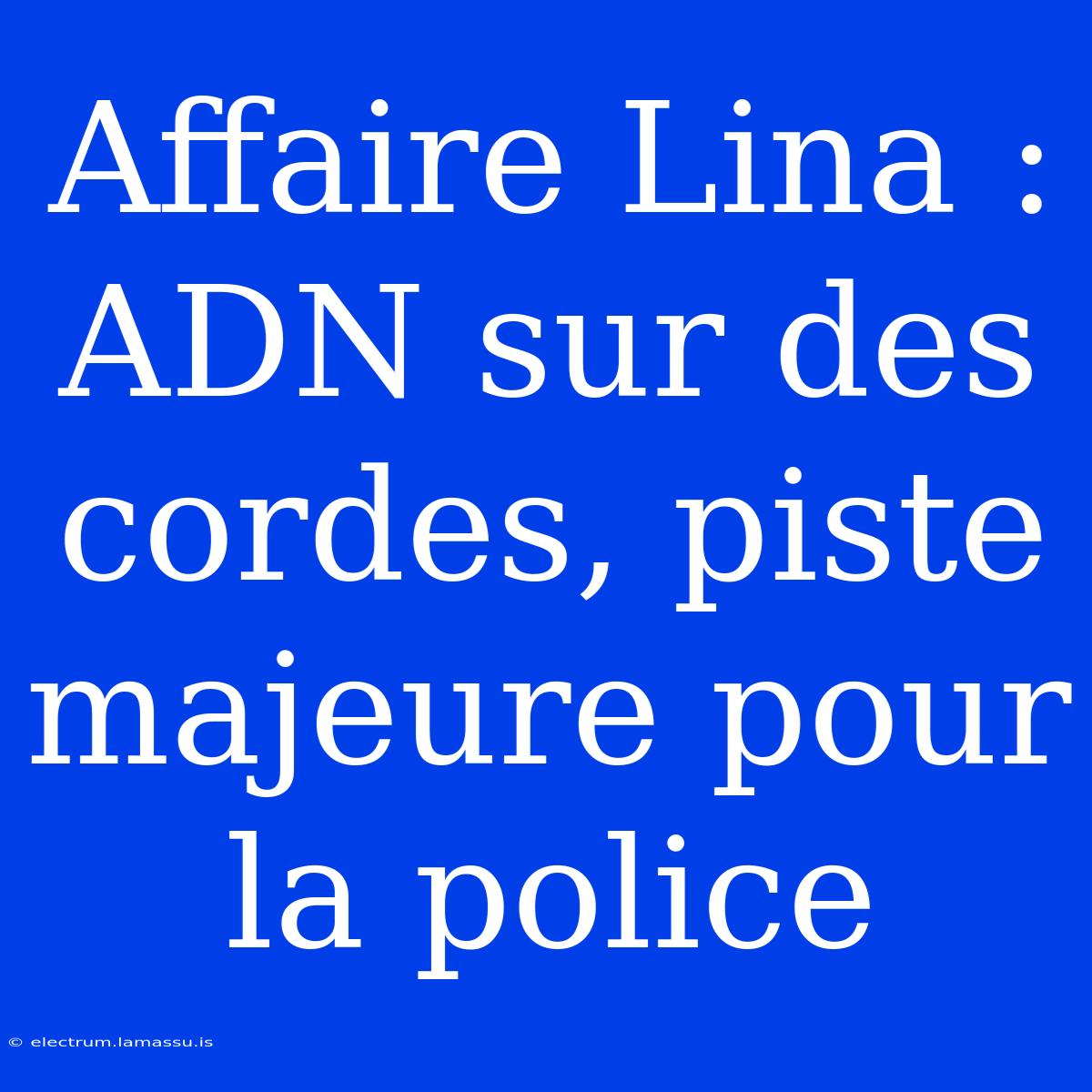 Affaire Lina : ADN Sur Des Cordes, Piste Majeure Pour La Police