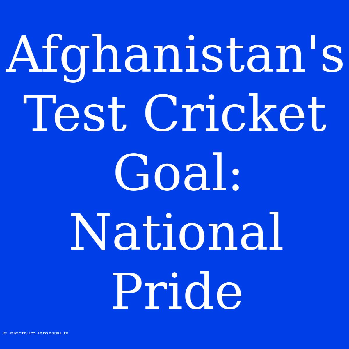 Afghanistan's Test Cricket Goal: National Pride