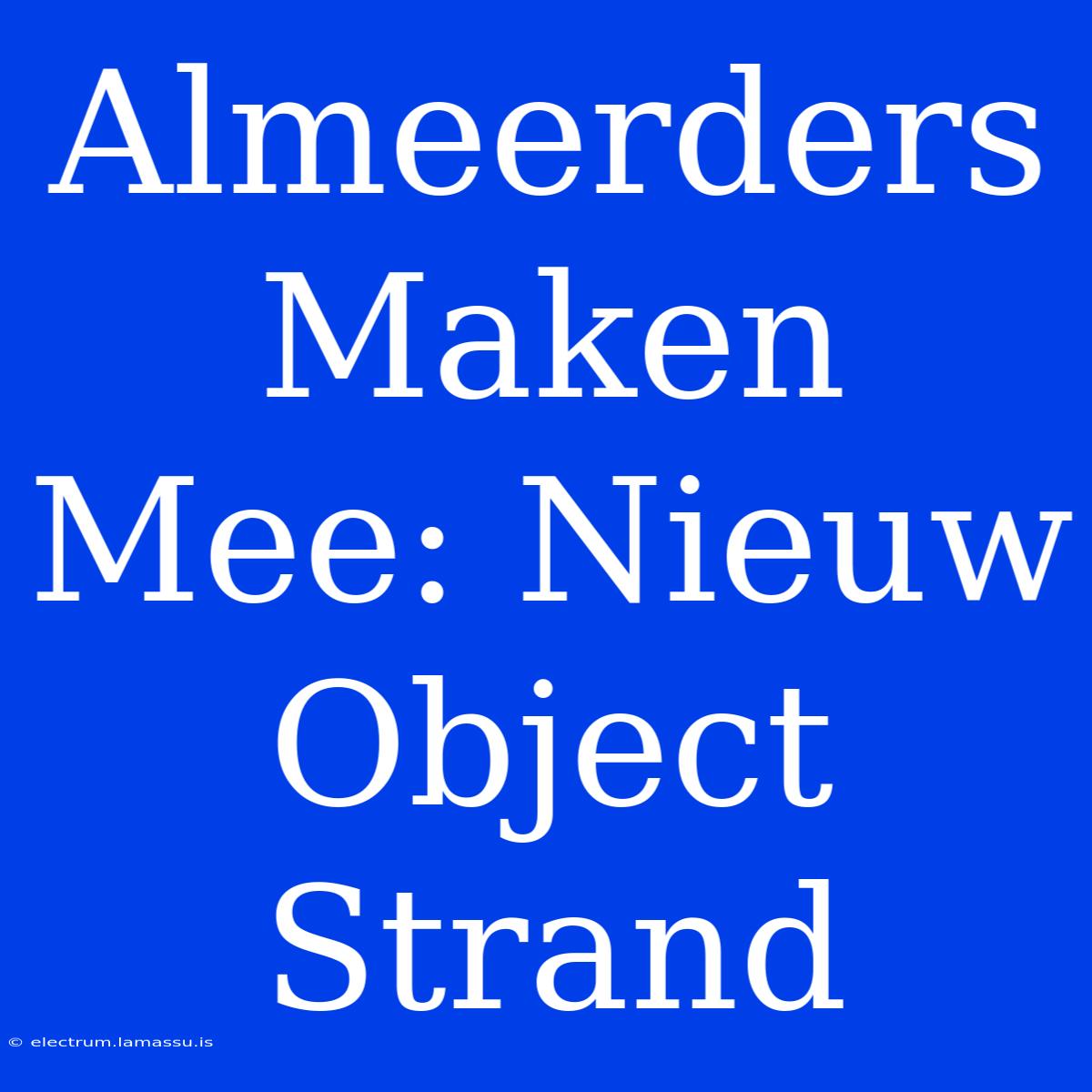 Almeerders Maken Mee: Nieuw Object Strand