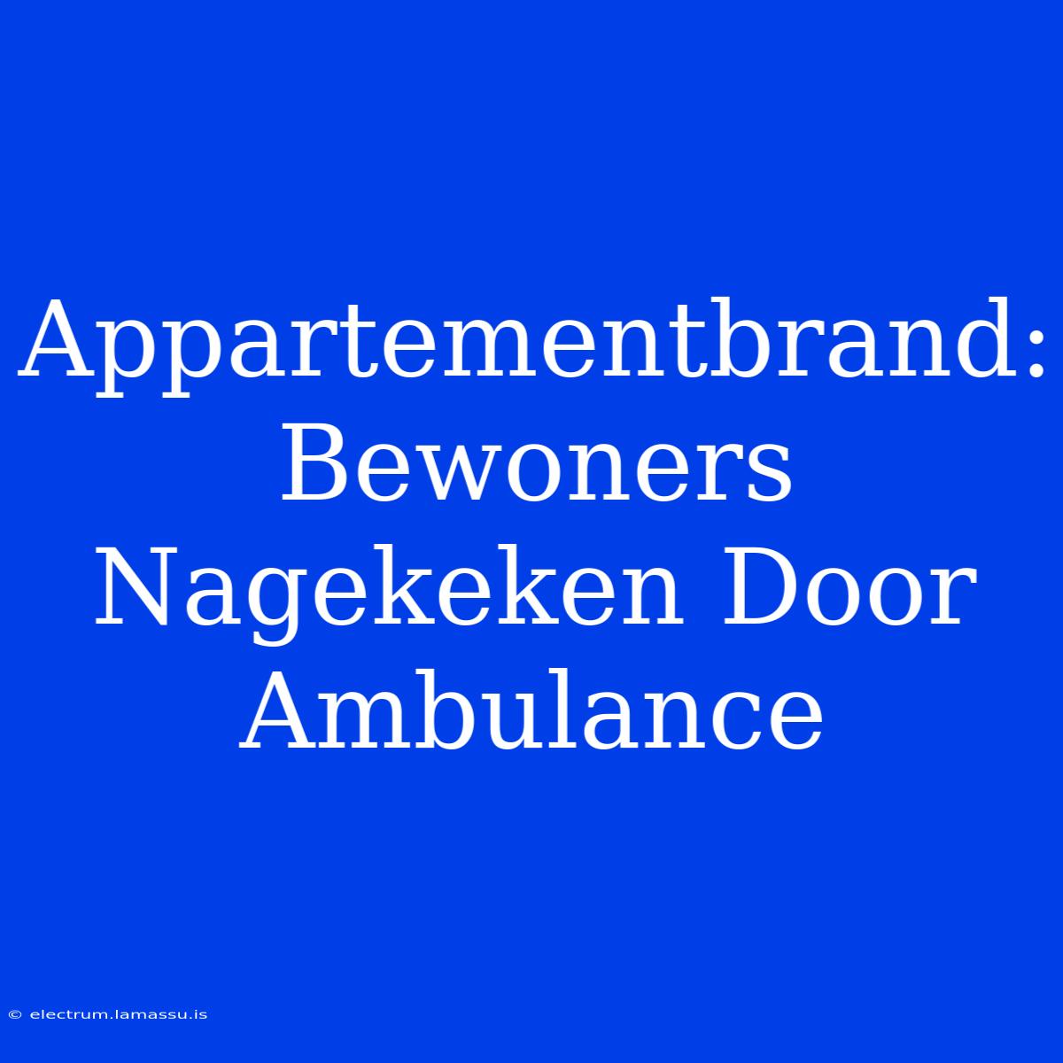 Appartementbrand: Bewoners Nagekeken Door Ambulance