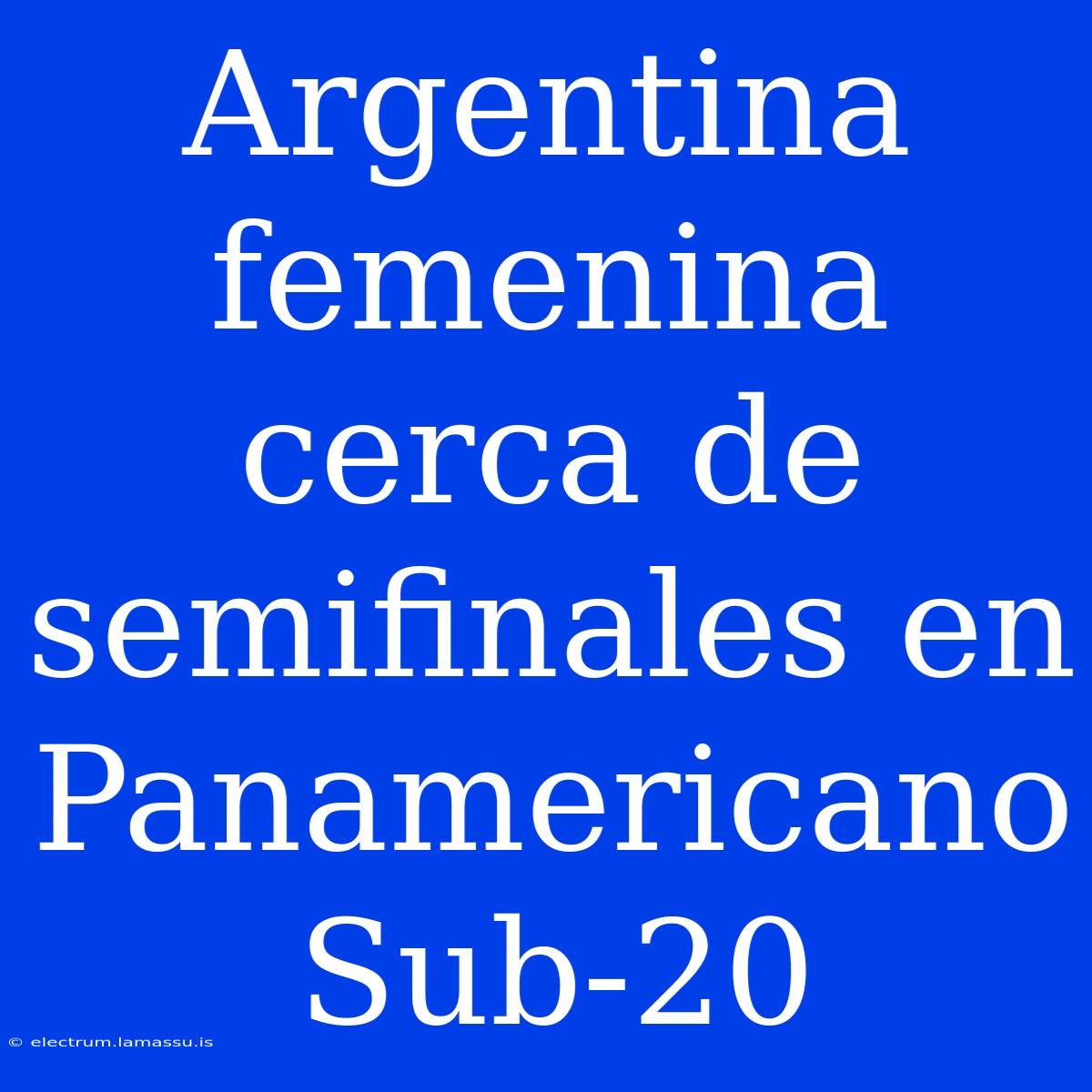 Argentina Femenina Cerca De Semifinales En Panamericano Sub-20