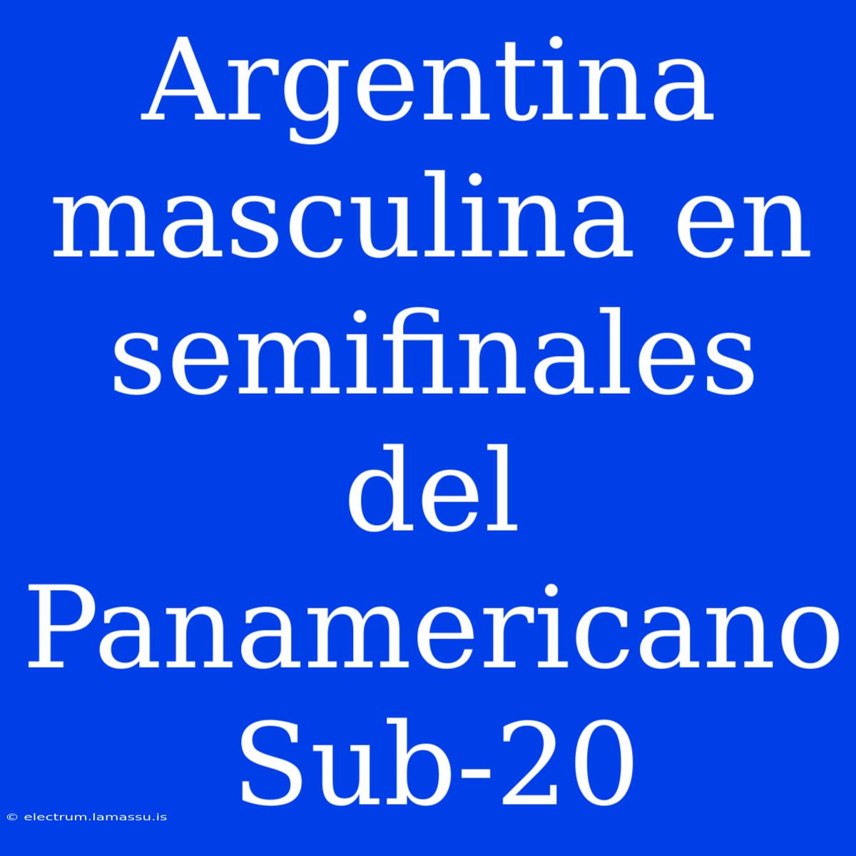 Argentina Masculina En Semifinales Del Panamericano Sub-20