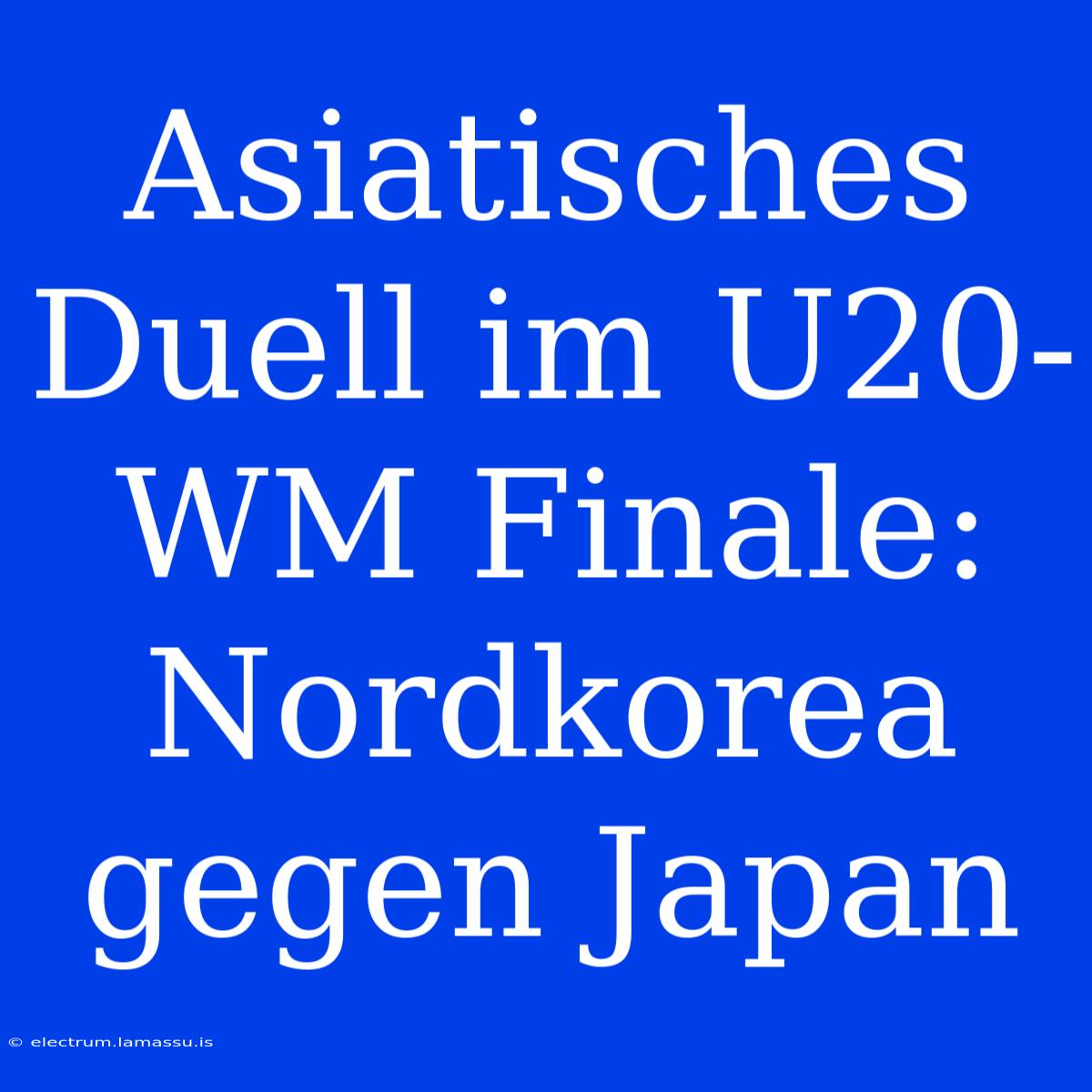 Asiatisches Duell Im U20-WM Finale: Nordkorea Gegen Japan