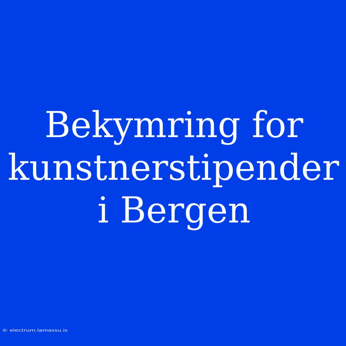 Bekymring For Kunstnerstipender I Bergen