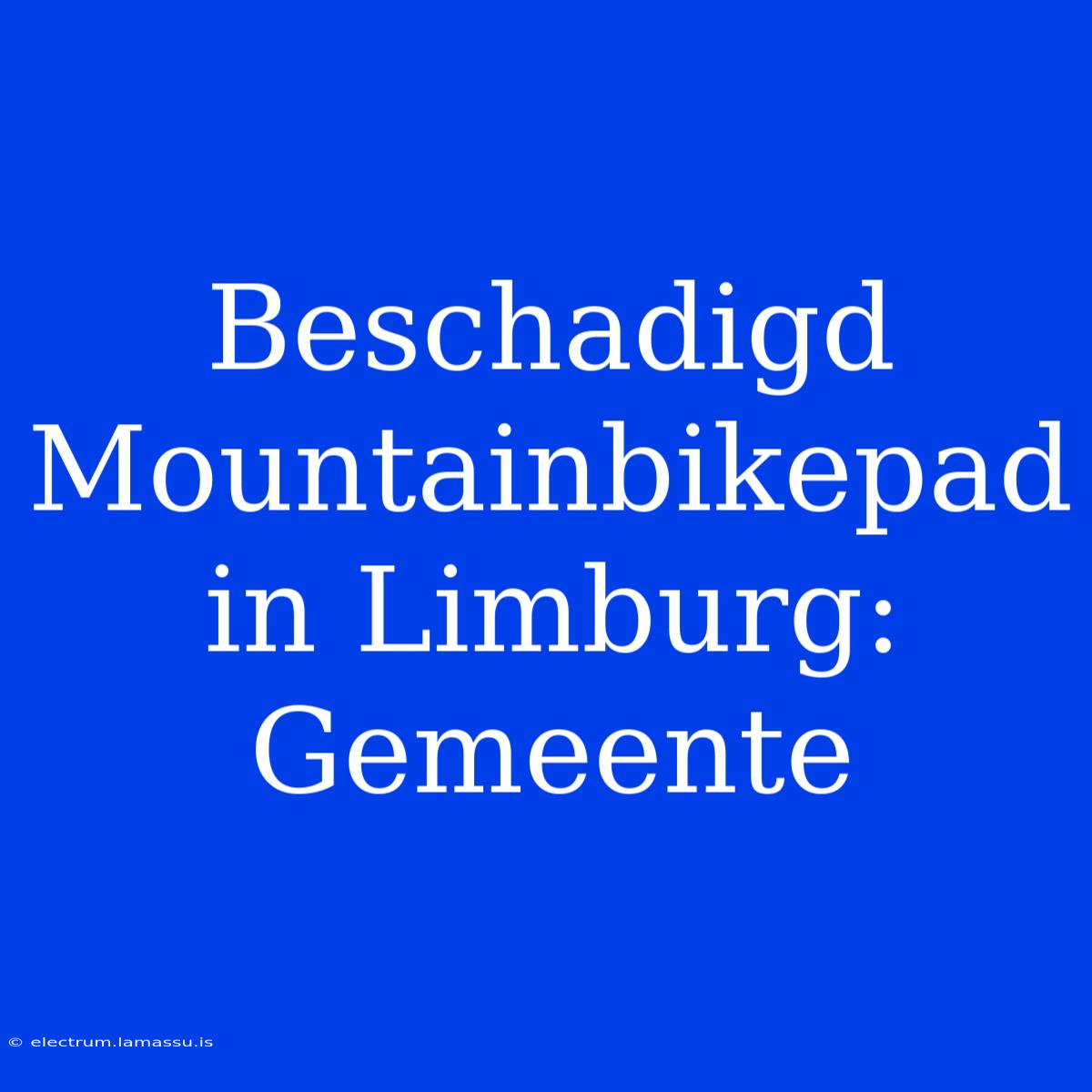 Beschadigd Mountainbikepad In Limburg: Gemeente