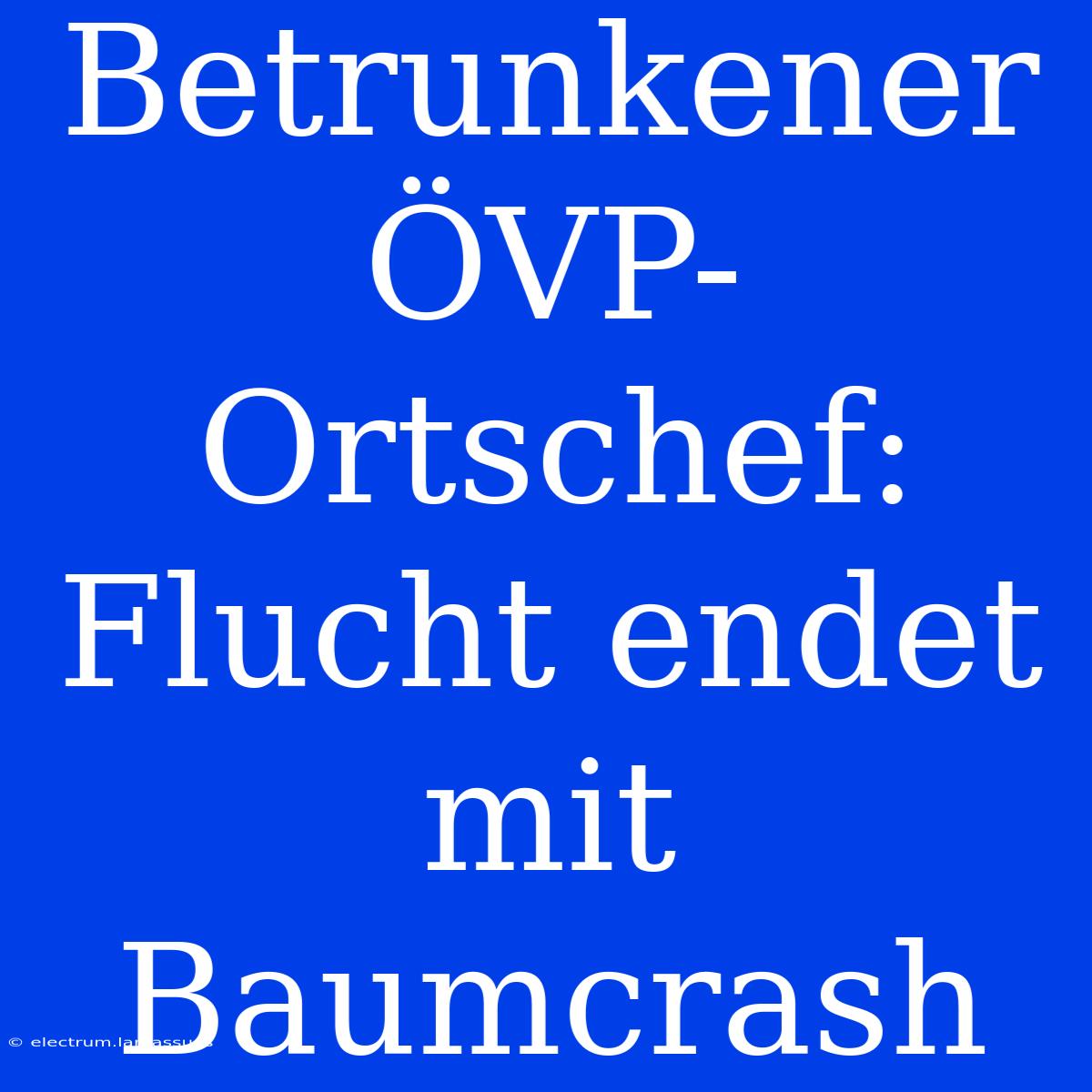 Betrunkener ÖVP-Ortschef: Flucht Endet Mit Baumcrash 