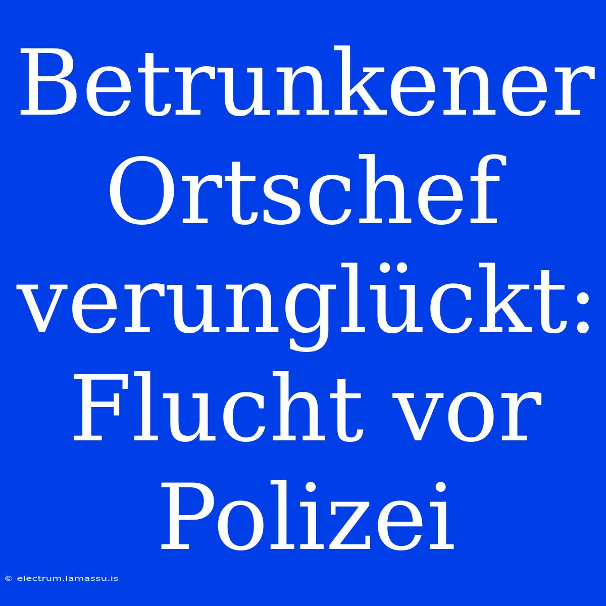 Betrunkener Ortschef Verunglückt: Flucht Vor Polizei