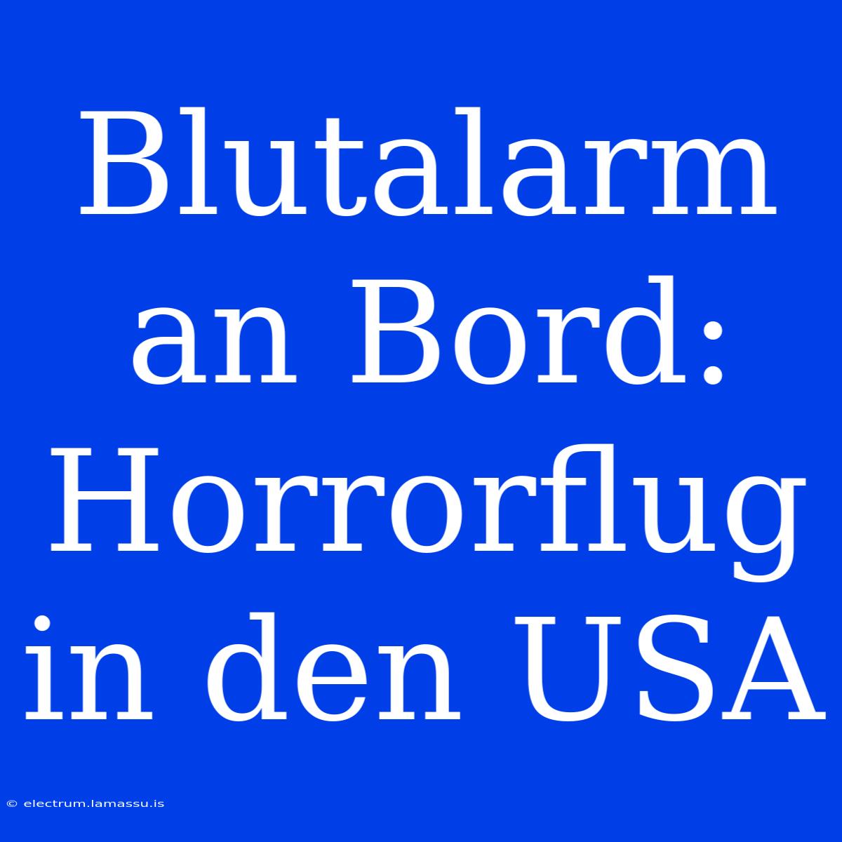 Blutalarm An Bord: Horrorflug In Den USA