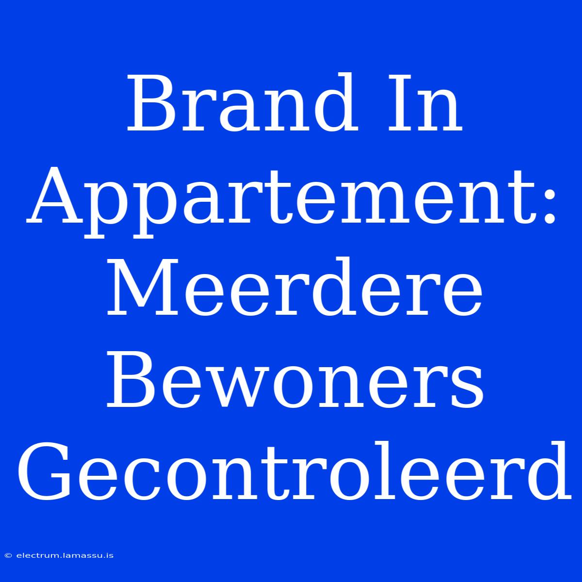 Brand In Appartement: Meerdere Bewoners Gecontroleerd