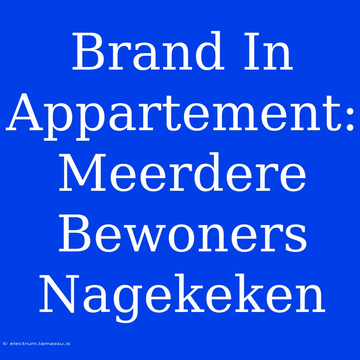 Brand In Appartement: Meerdere Bewoners Nagekeken 