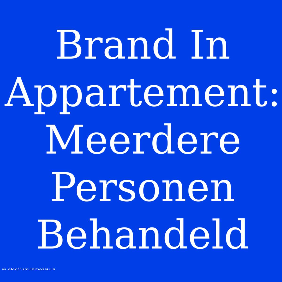 Brand In Appartement: Meerdere Personen Behandeld