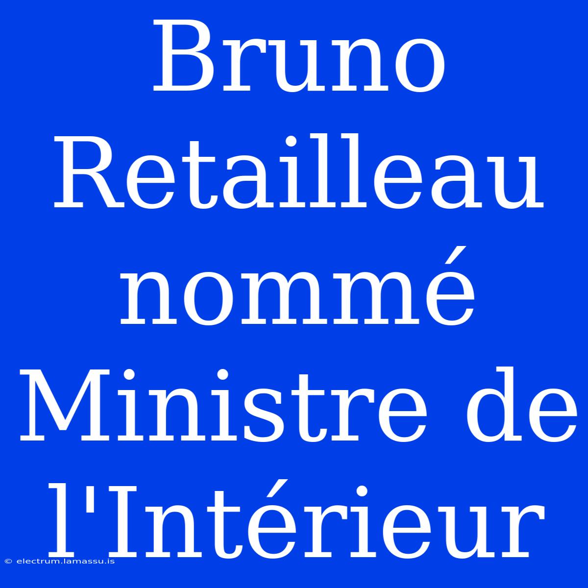 Bruno Retailleau Nommé Ministre De L'Intérieur