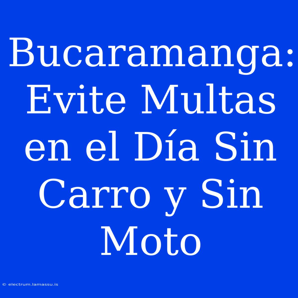 Bucaramanga: Evite Multas En El Día Sin Carro Y Sin Moto