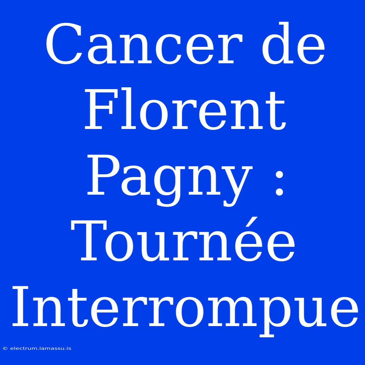 Cancer De Florent Pagny : Tournée Interrompue