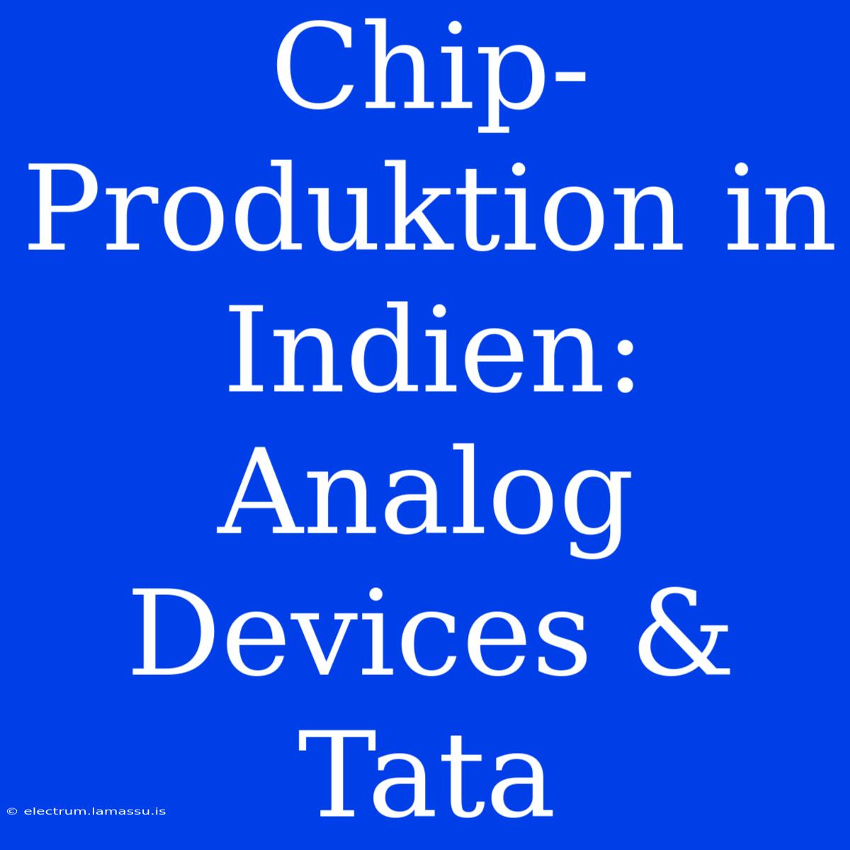 Chip-Produktion In Indien: Analog Devices & Tata