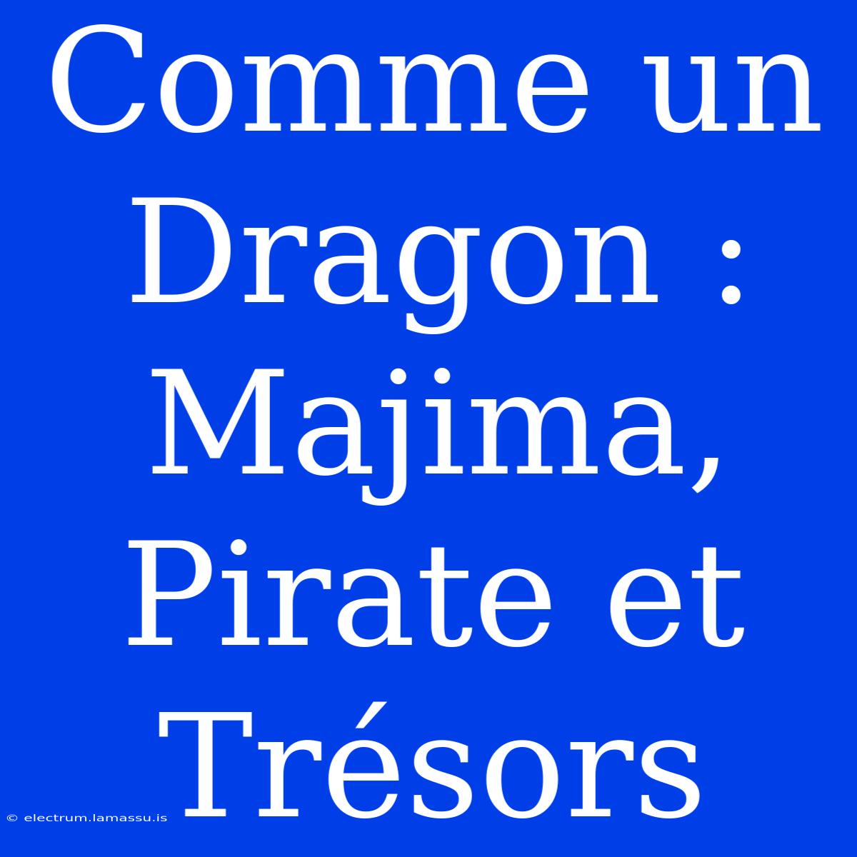 Comme Un Dragon : Majima, Pirate Et Trésors