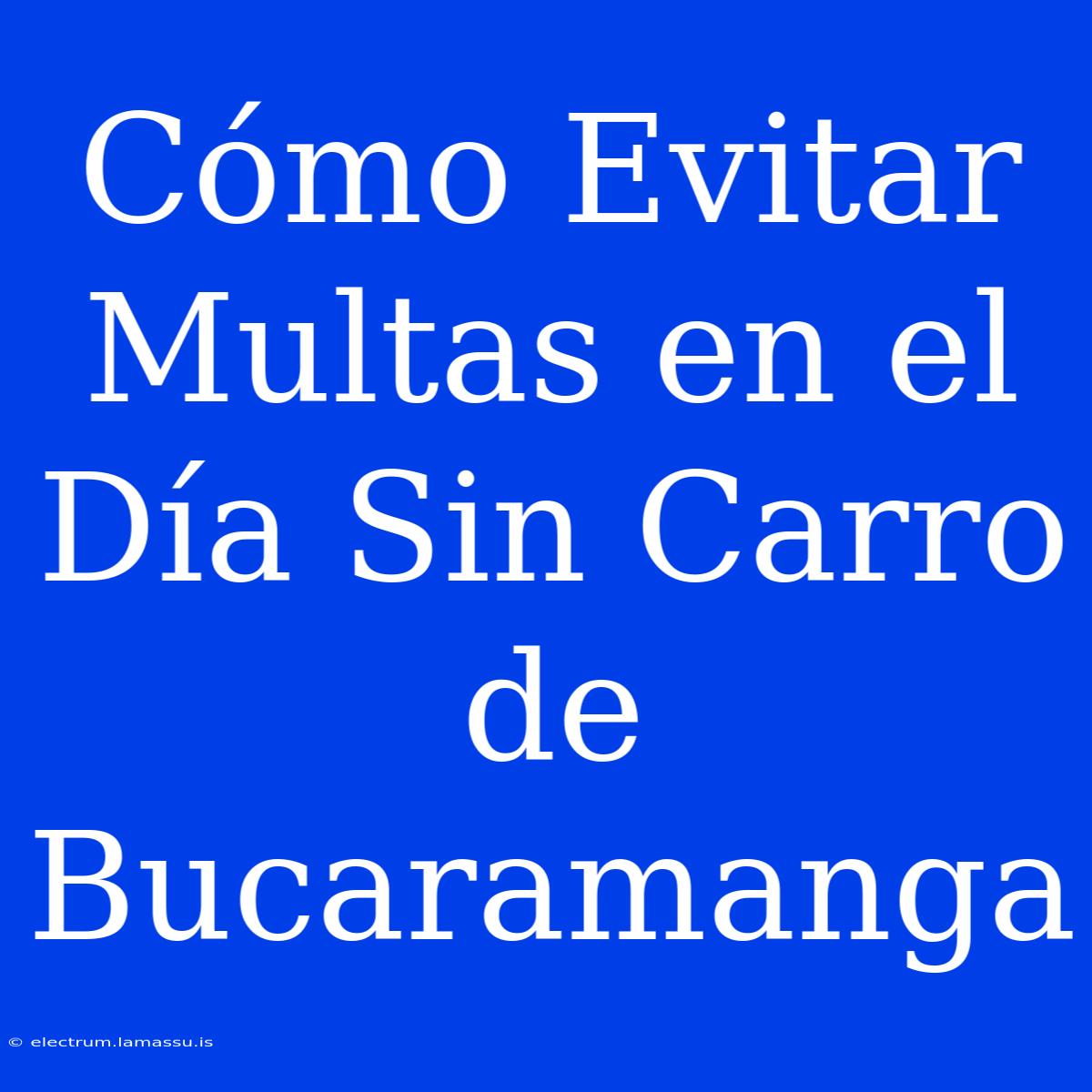 Cómo Evitar Multas En El Día Sin Carro De Bucaramanga