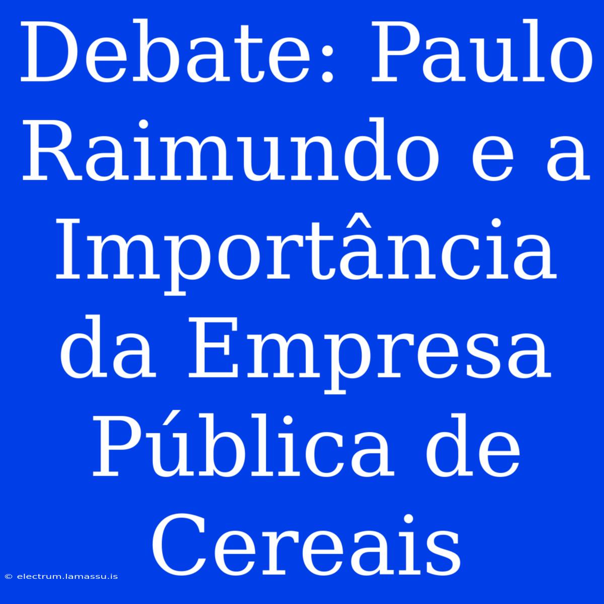 Debate: Paulo Raimundo E A Importância Da Empresa Pública De Cereais 