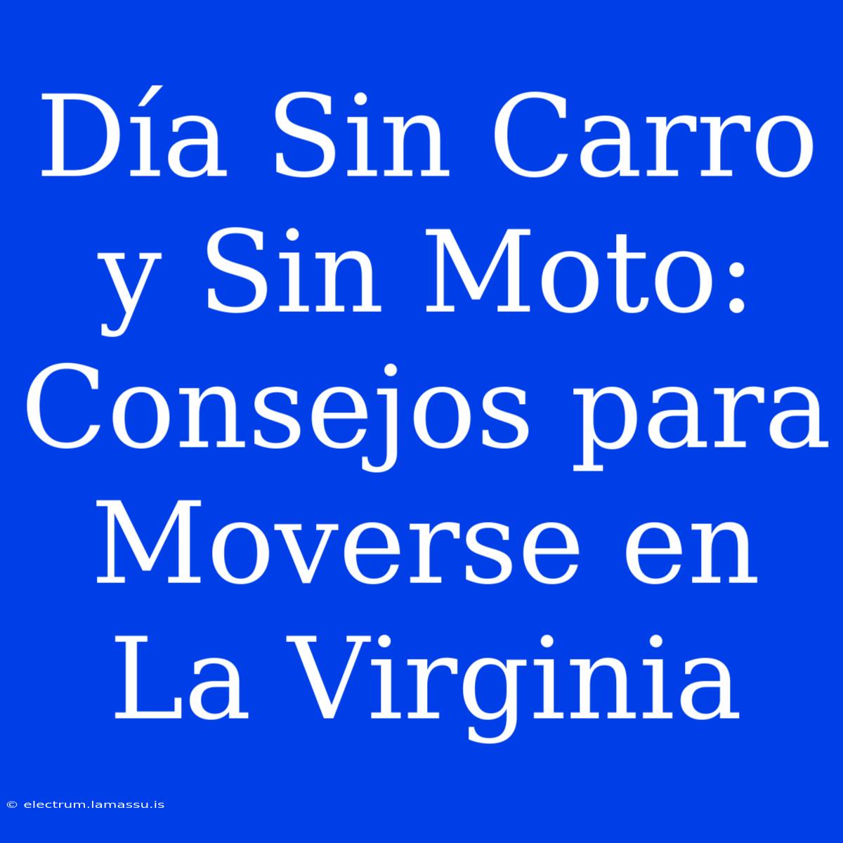 Día Sin Carro Y Sin Moto: Consejos Para Moverse En La Virginia 