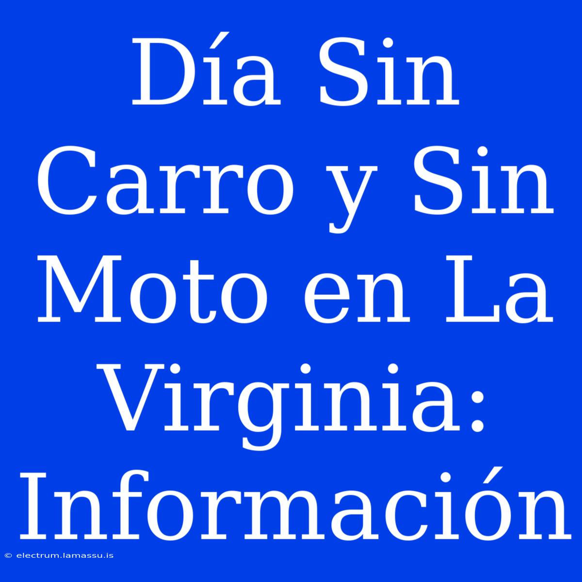 Día Sin Carro Y Sin Moto En La Virginia: Información 