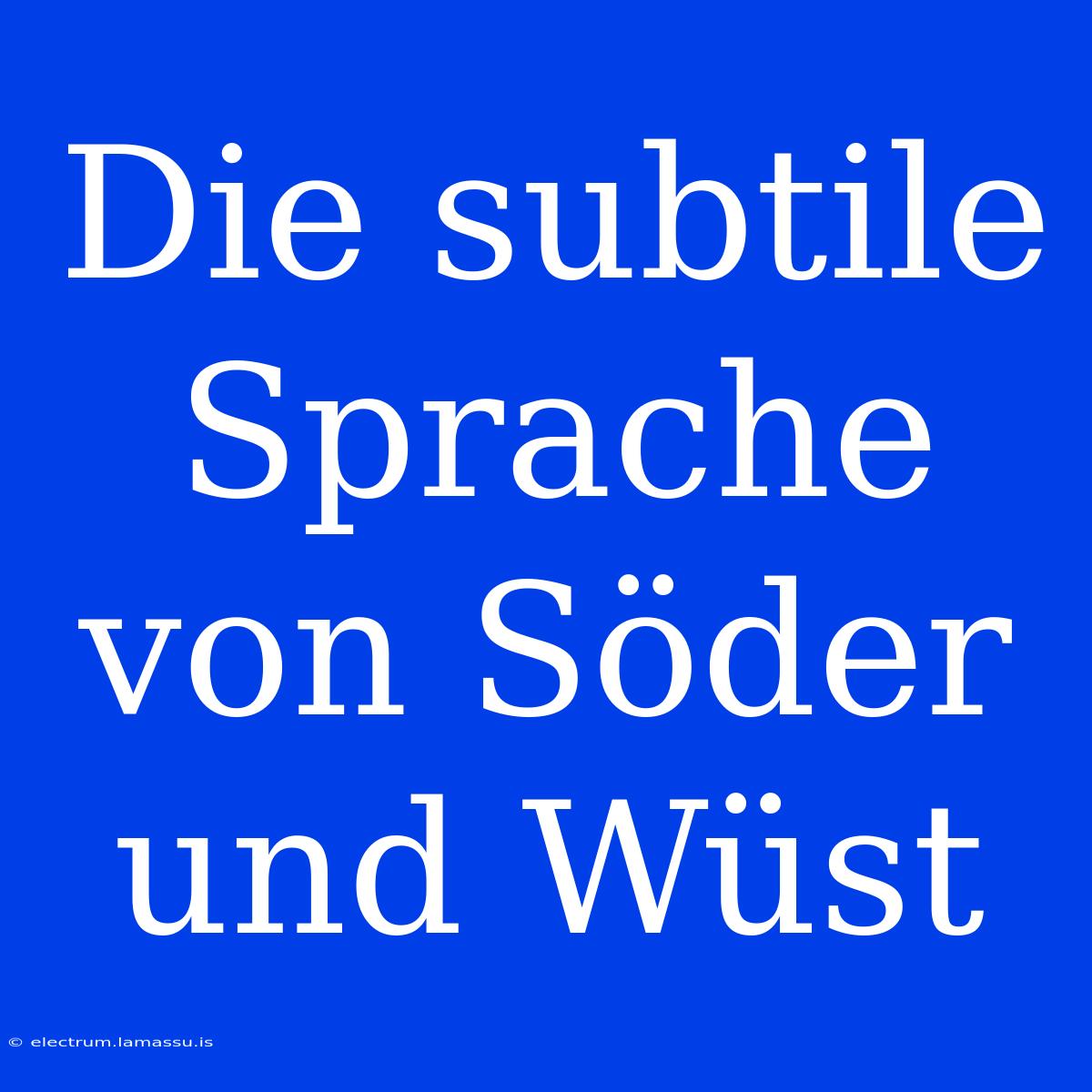 Die Subtile Sprache Von Söder Und Wüst