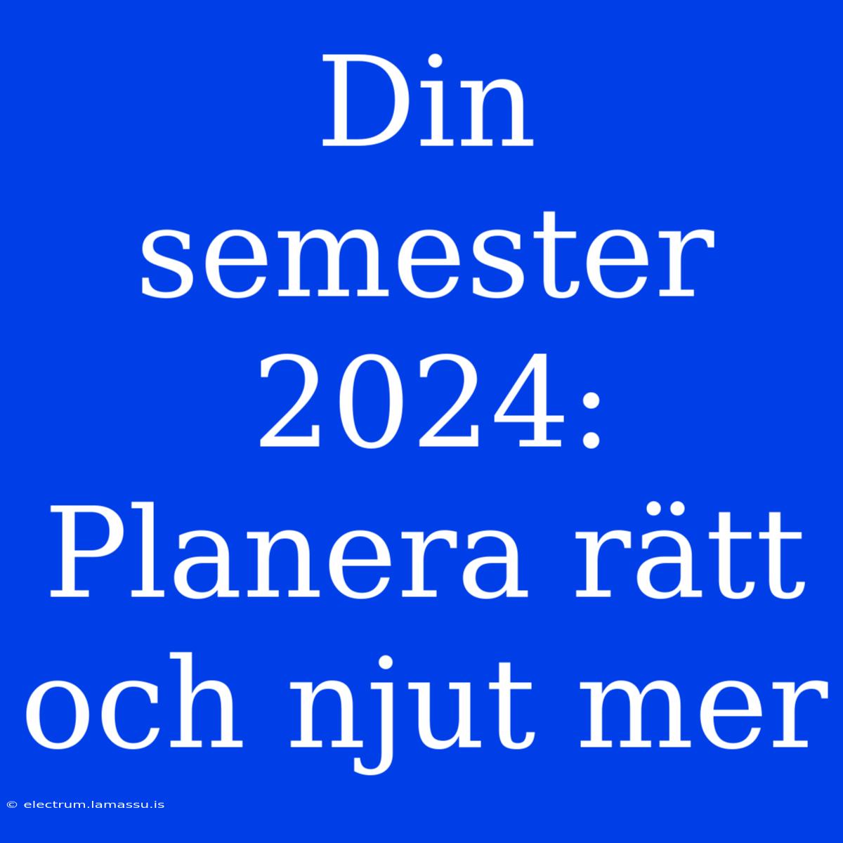 Din Semester 2024: Planera Rätt Och Njut Mer 