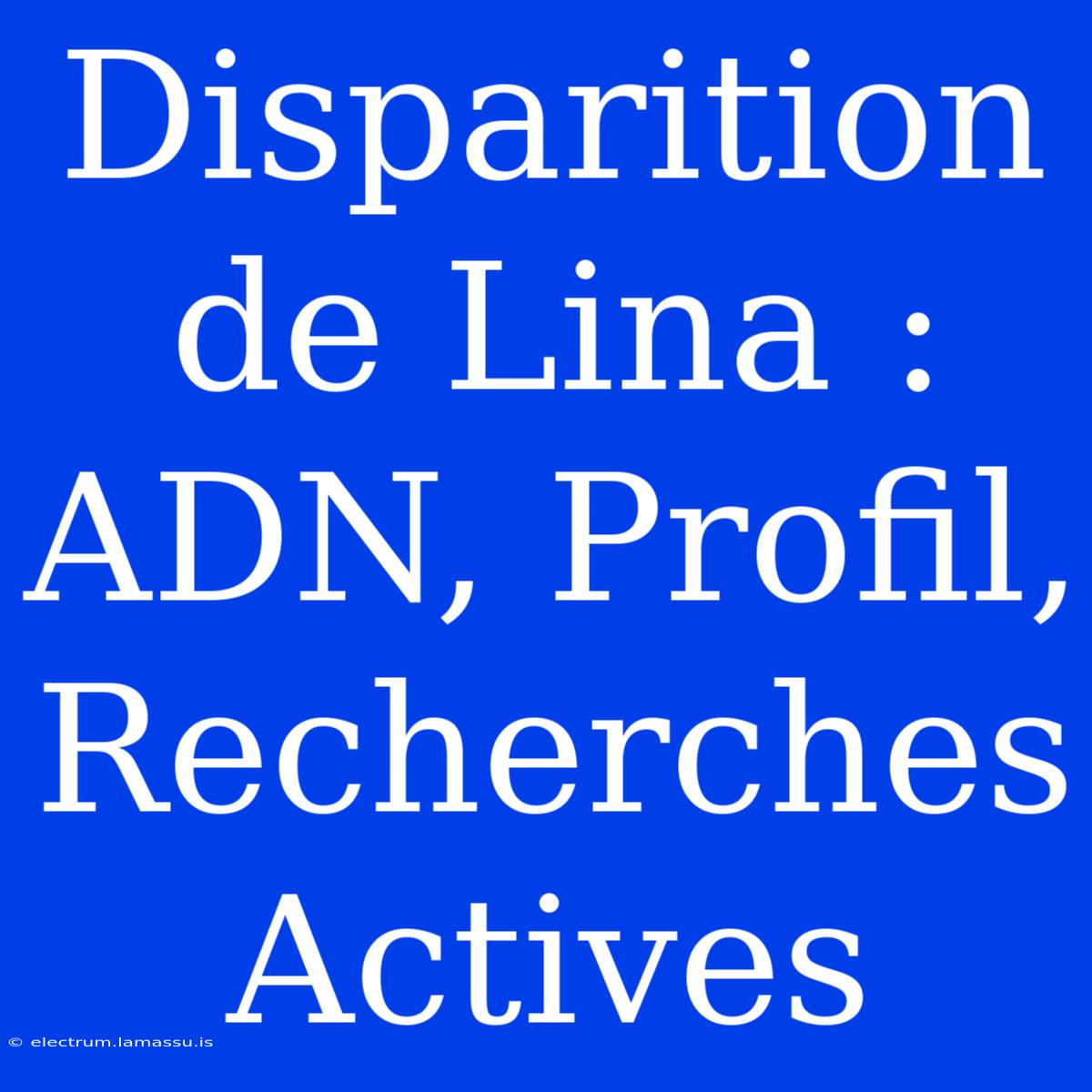 Disparition De Lina : ADN, Profil, Recherches Actives