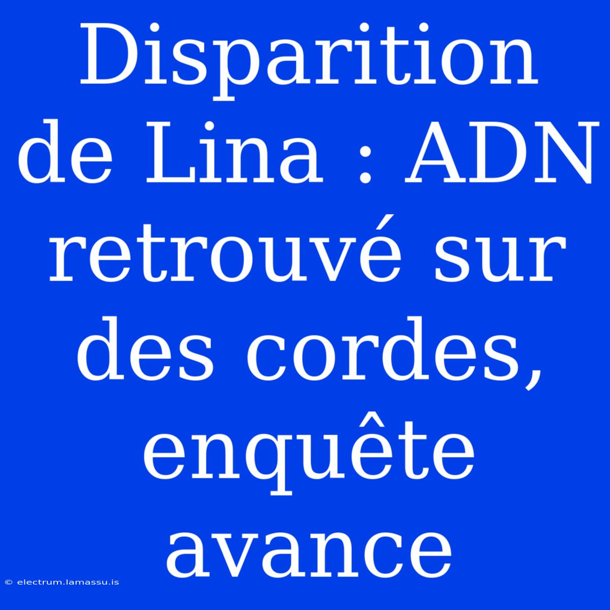 Disparition De Lina : ADN Retrouvé Sur Des Cordes, Enquête Avance