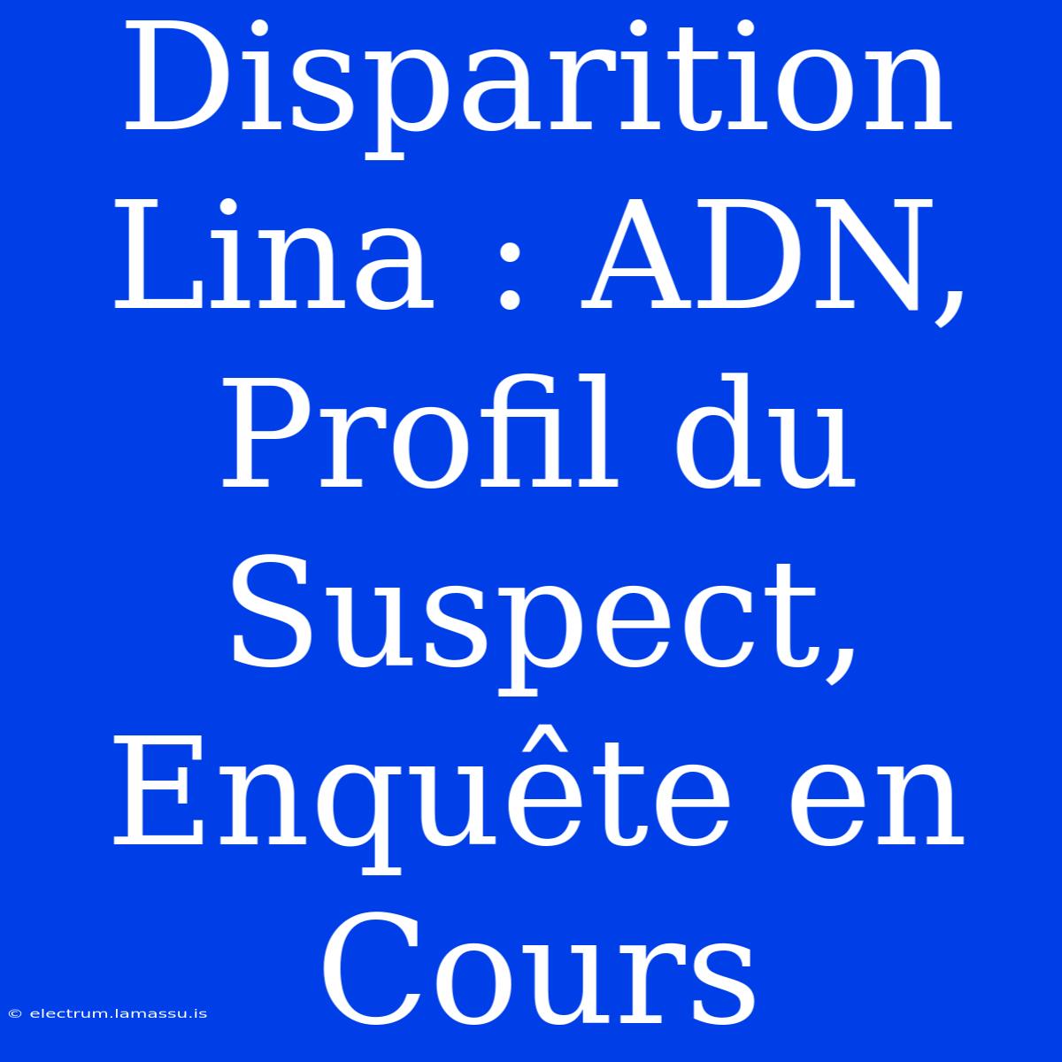 Disparition Lina : ADN, Profil Du Suspect, Enquête En Cours