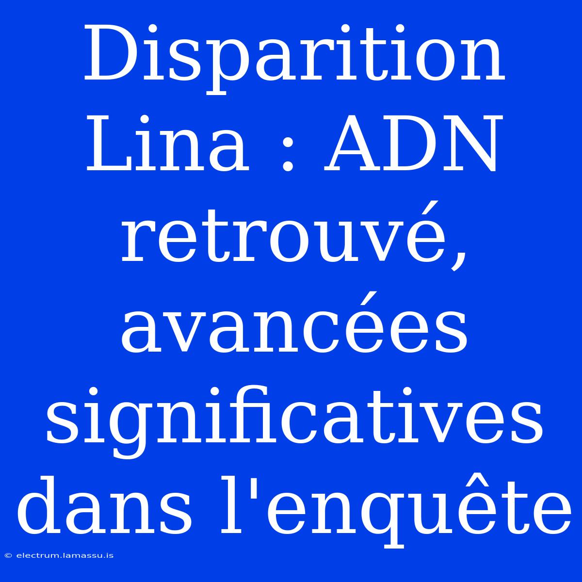 Disparition Lina : ADN Retrouvé, Avancées Significatives Dans L'enquête 