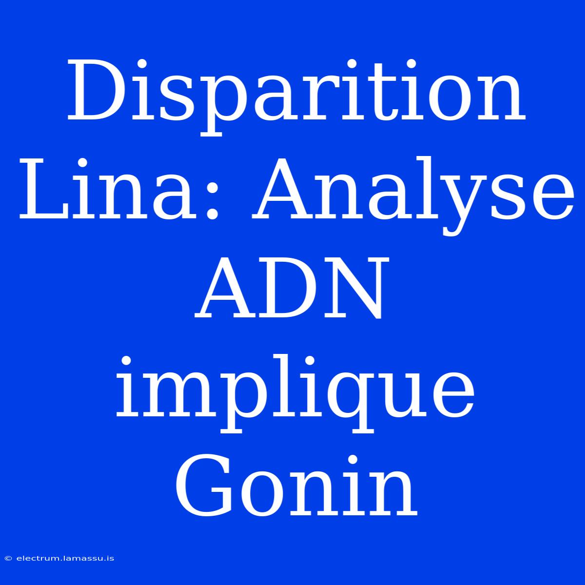 Disparition Lina: Analyse ADN Implique Gonin