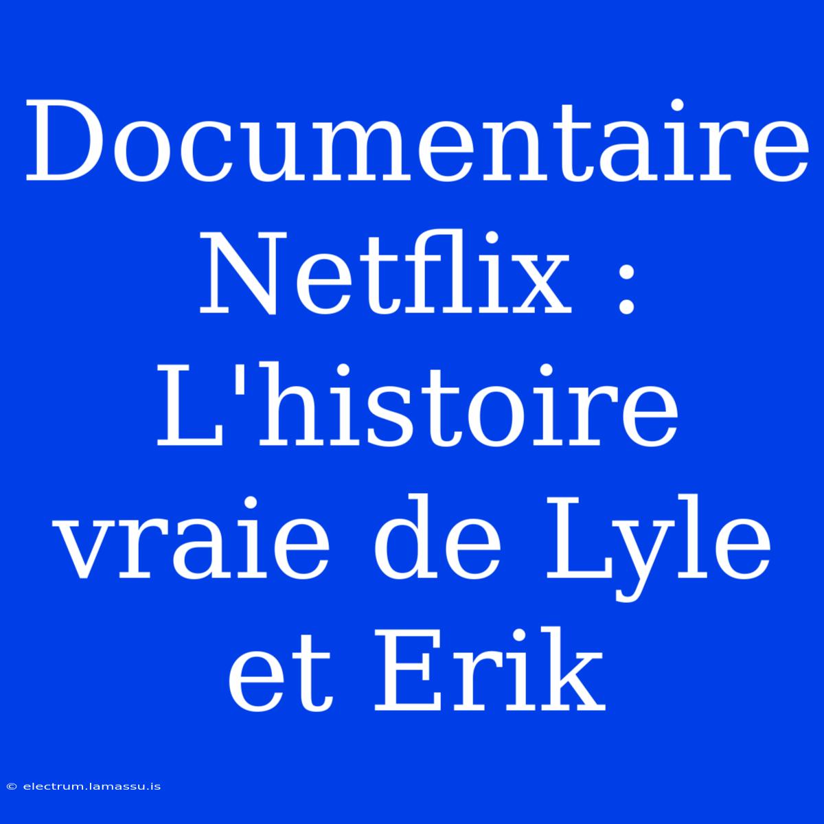 Documentaire Netflix : L'histoire Vraie De Lyle Et Erik