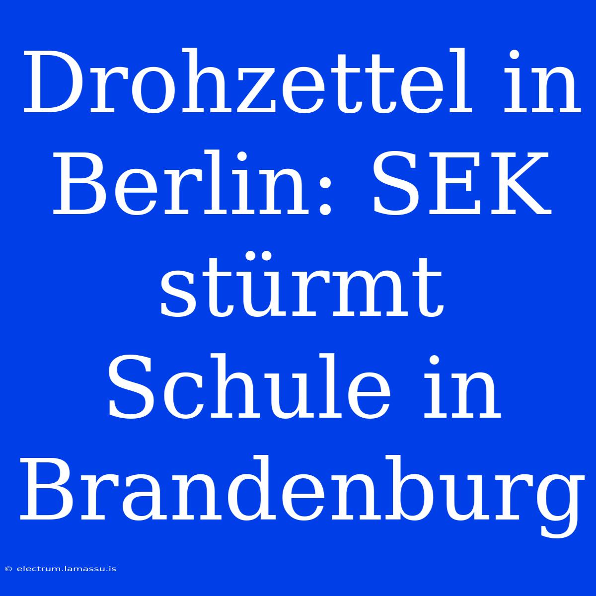 Drohzettel In Berlin: SEK Stürmt Schule In Brandenburg