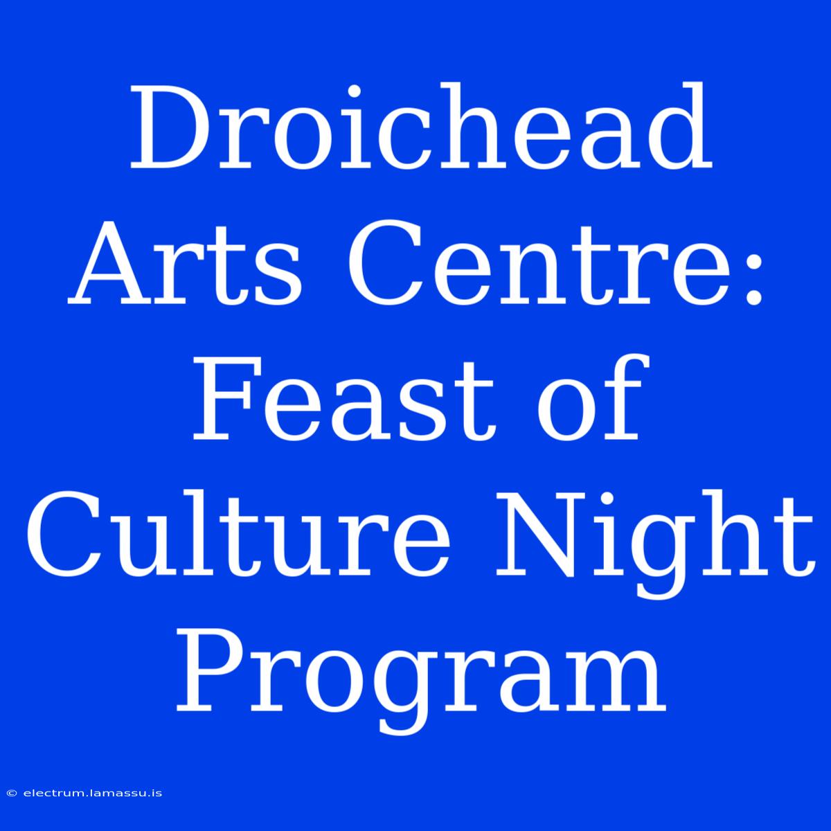 Droichead Arts Centre: Feast Of Culture Night Program