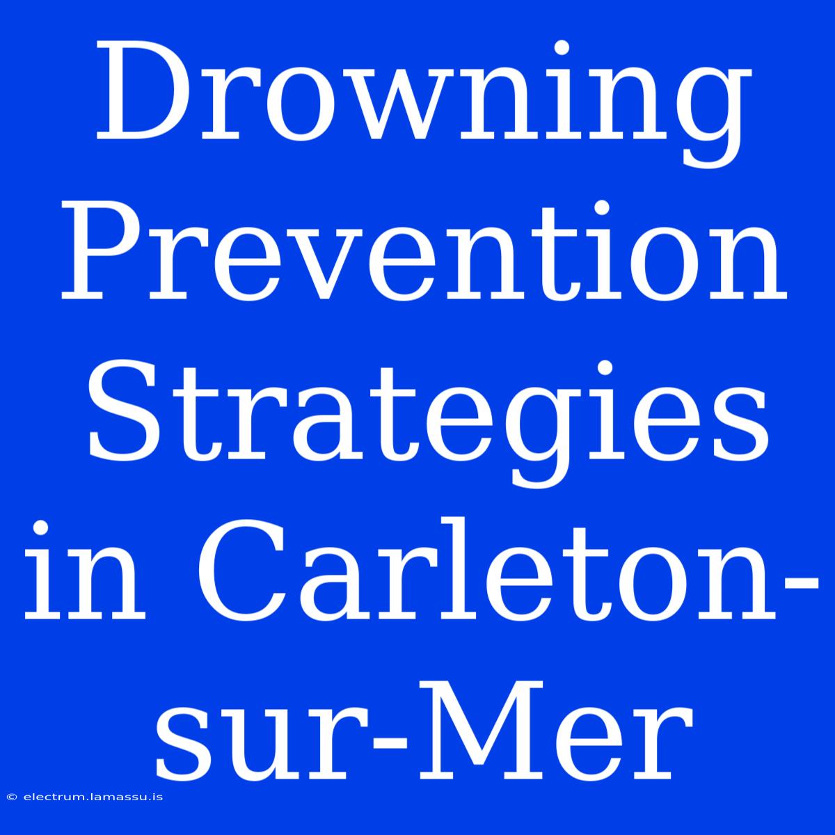 Drowning Prevention Strategies In Carleton-sur-Mer