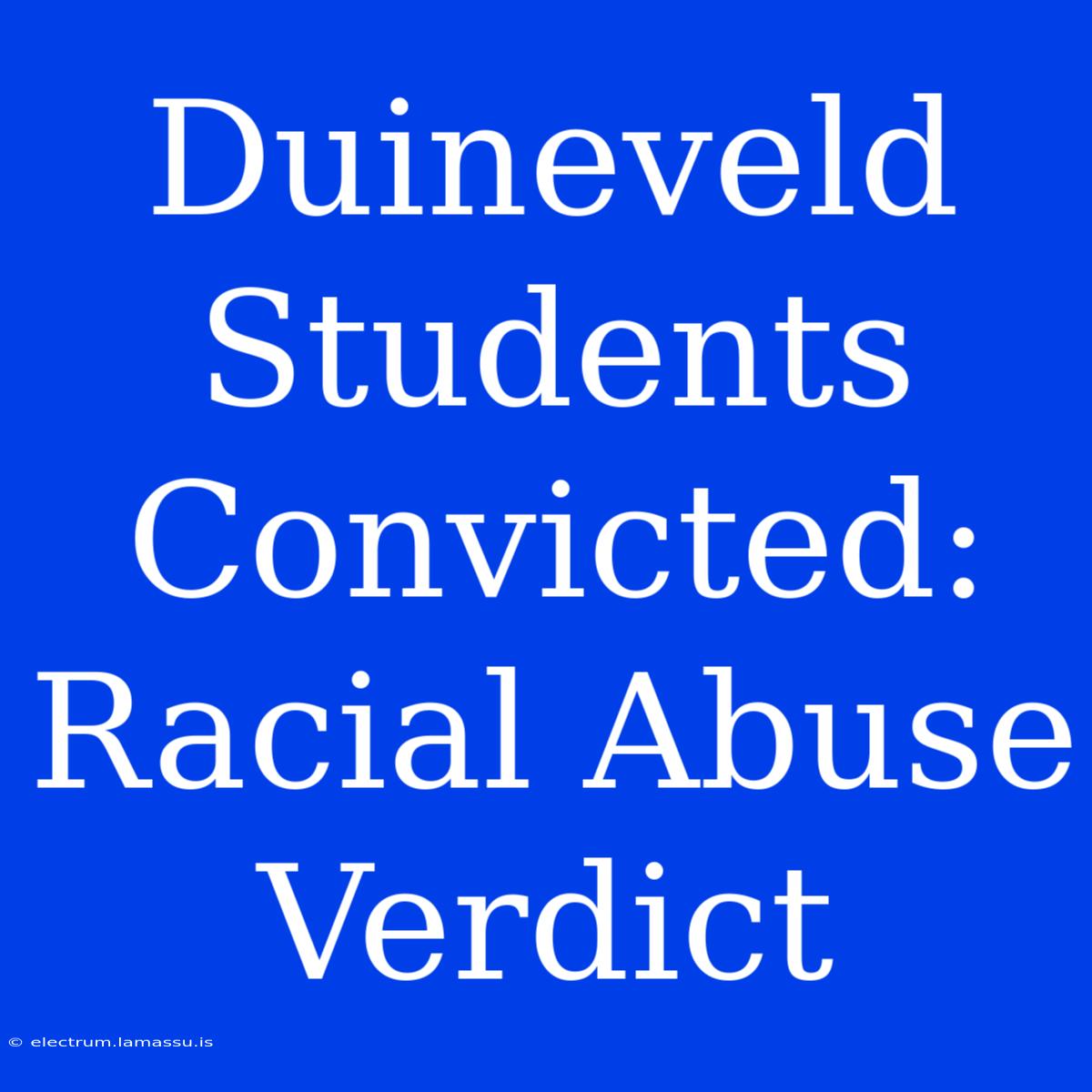 Duineveld Students Convicted: Racial Abuse Verdict 