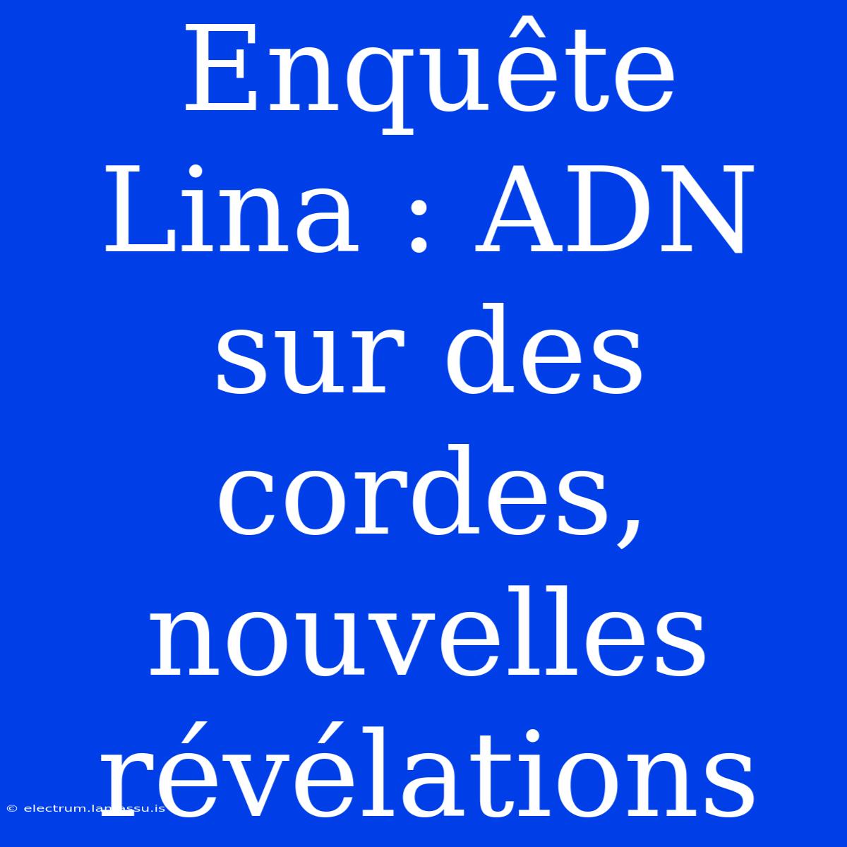 Enquête Lina : ADN Sur Des Cordes, Nouvelles Révélations