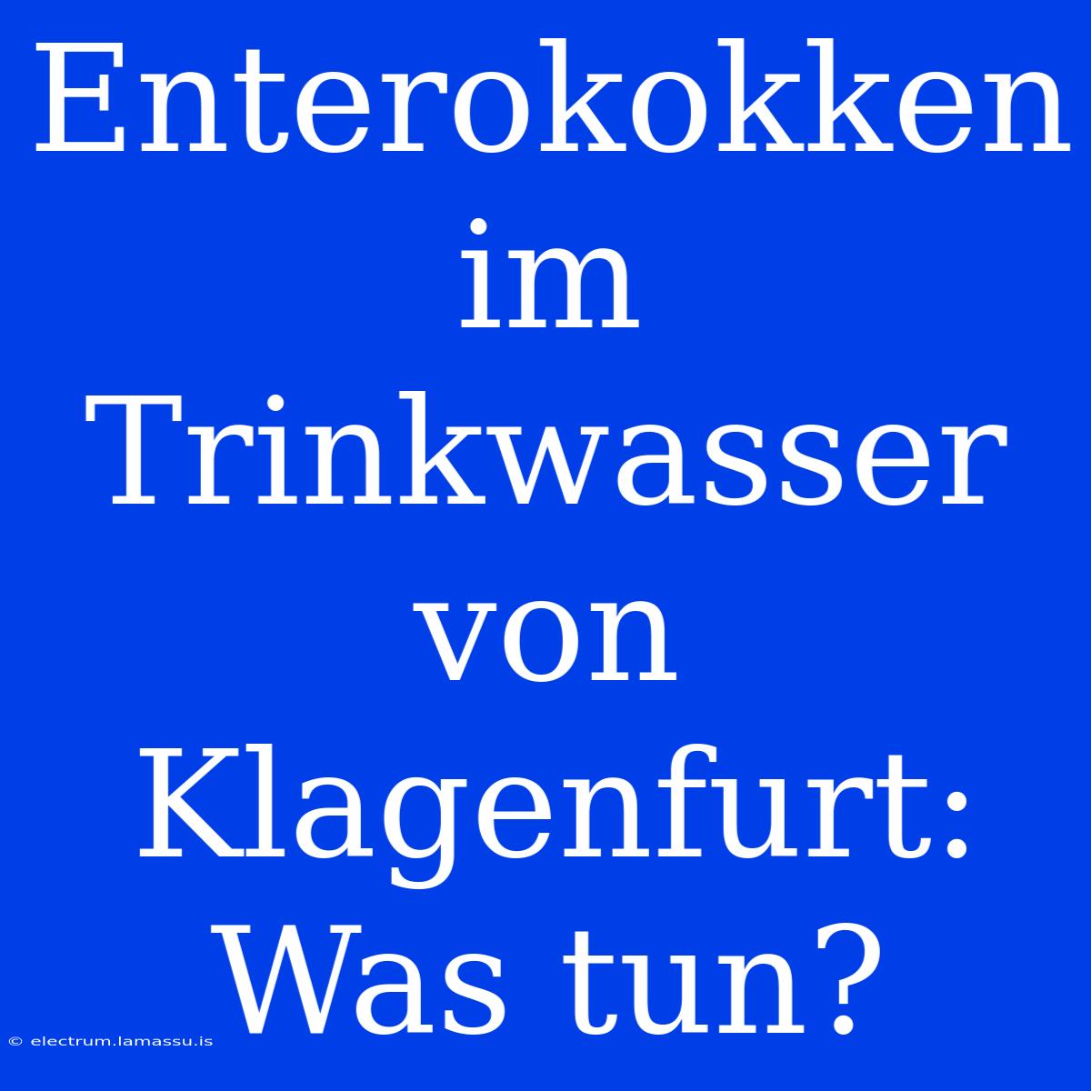 Enterokokken Im Trinkwasser Von Klagenfurt: Was Tun?