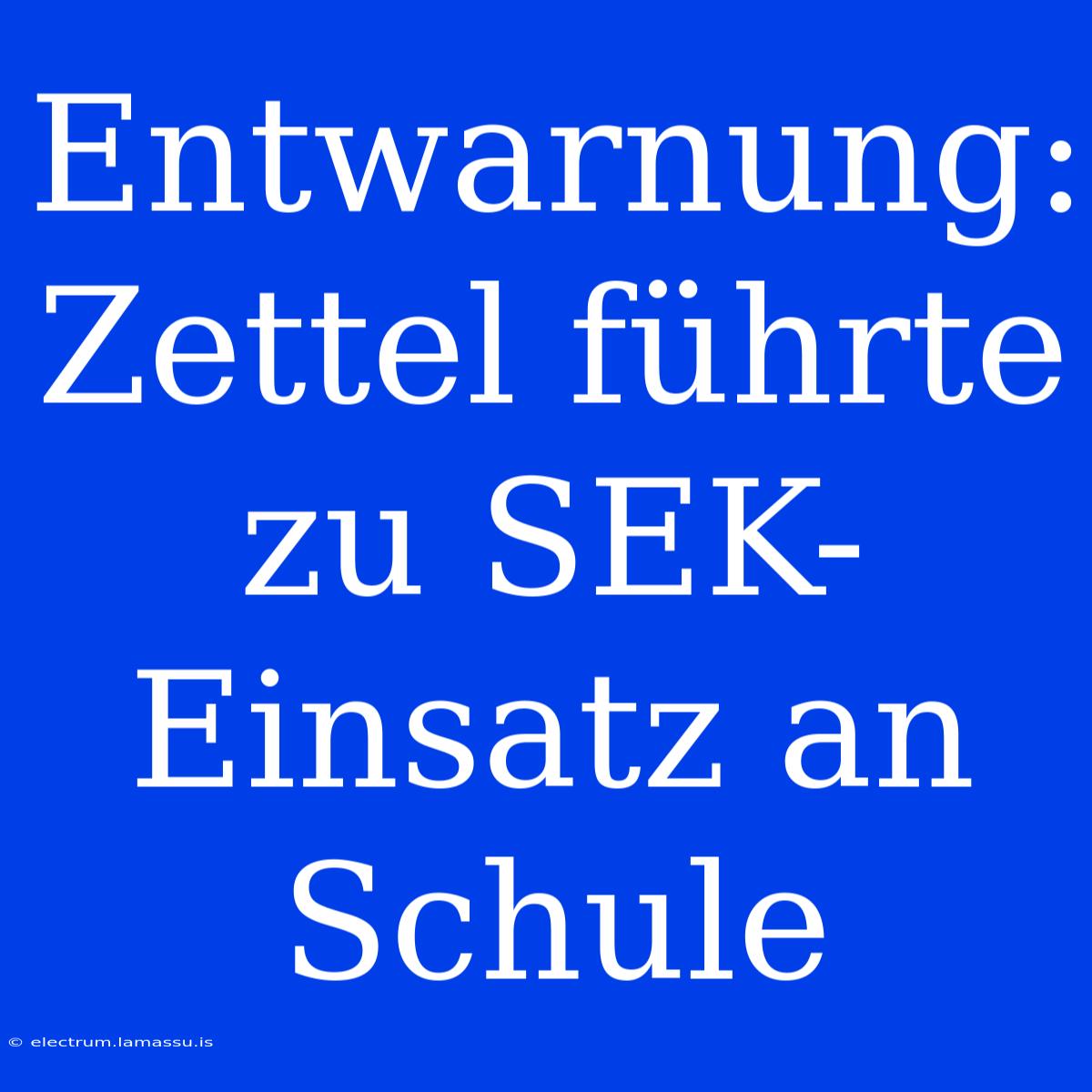 Entwarnung: Zettel Führte Zu SEK-Einsatz An Schule