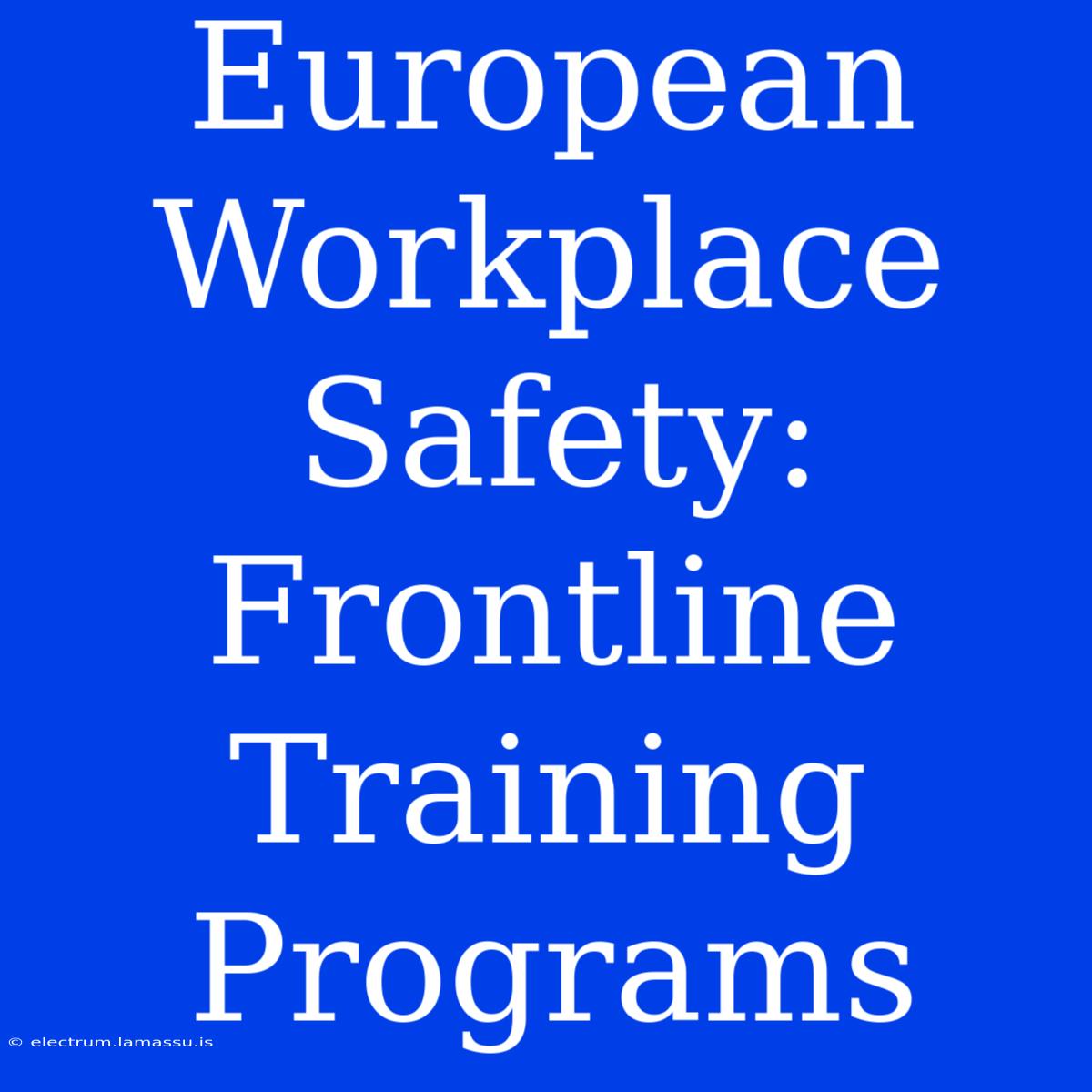 European Workplace Safety: Frontline Training Programs 