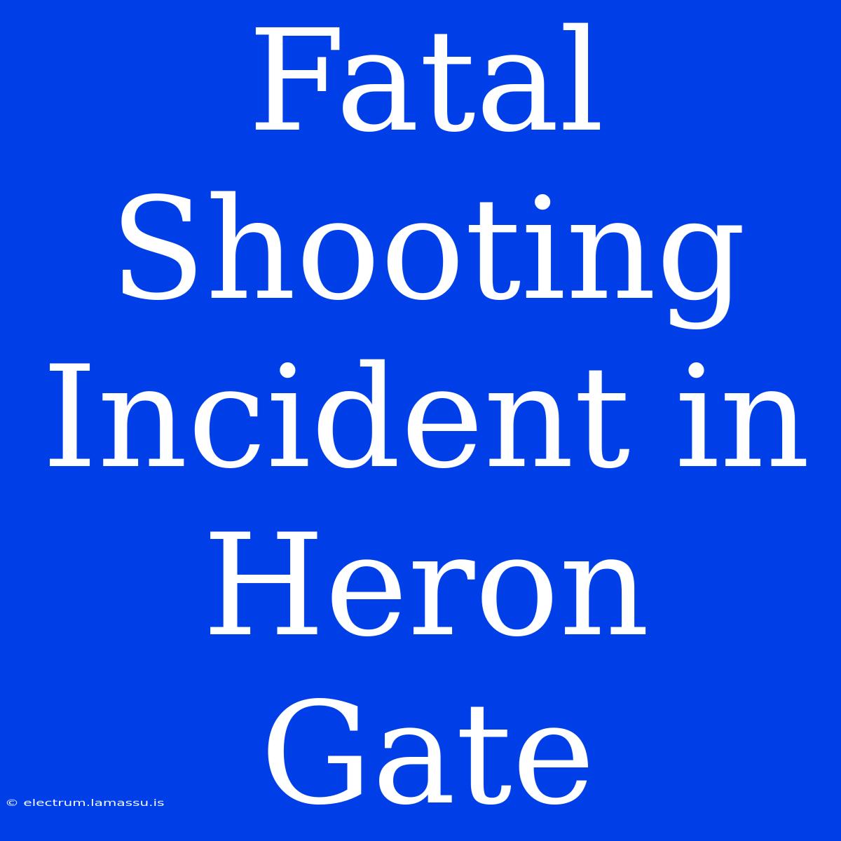 Fatal Shooting Incident In Heron Gate