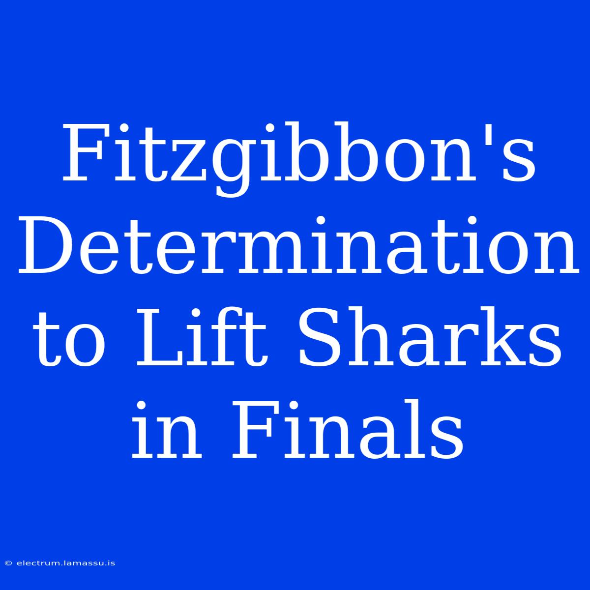 Fitzgibbon's Determination To Lift Sharks In Finals