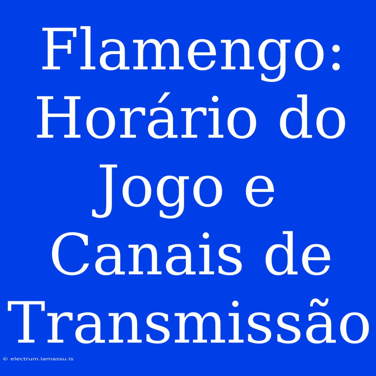 Flamengo: Horário Do Jogo E Canais De Transmissão