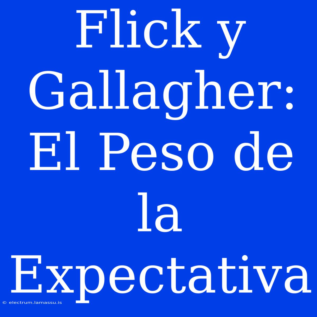 Flick Y Gallagher: El Peso De La Expectativa