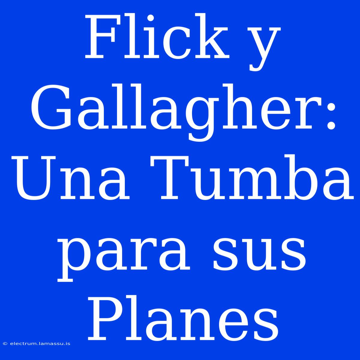 Flick Y Gallagher: Una Tumba Para Sus Planes